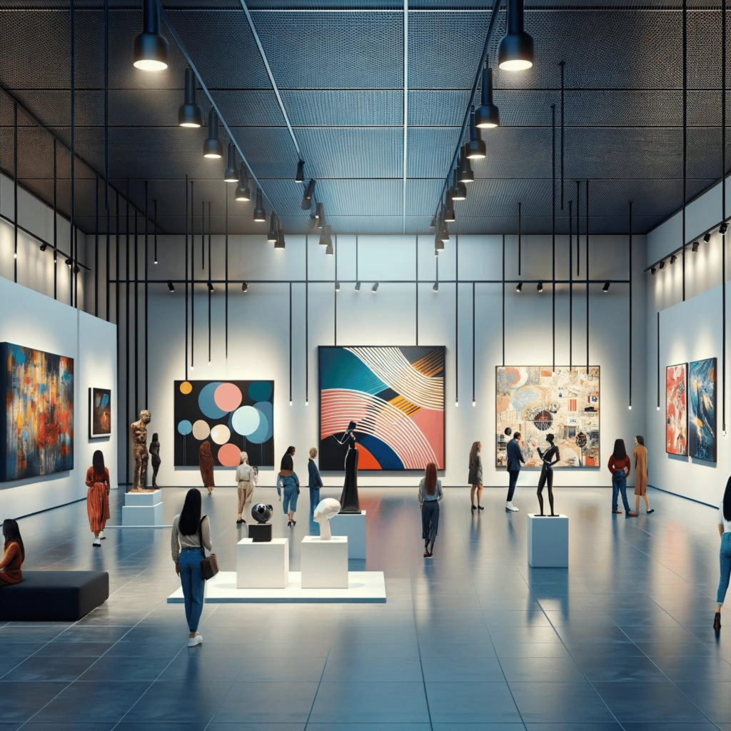 Kunstepoche Zeitgenössische Kunst in einer Galerie ausgestellt