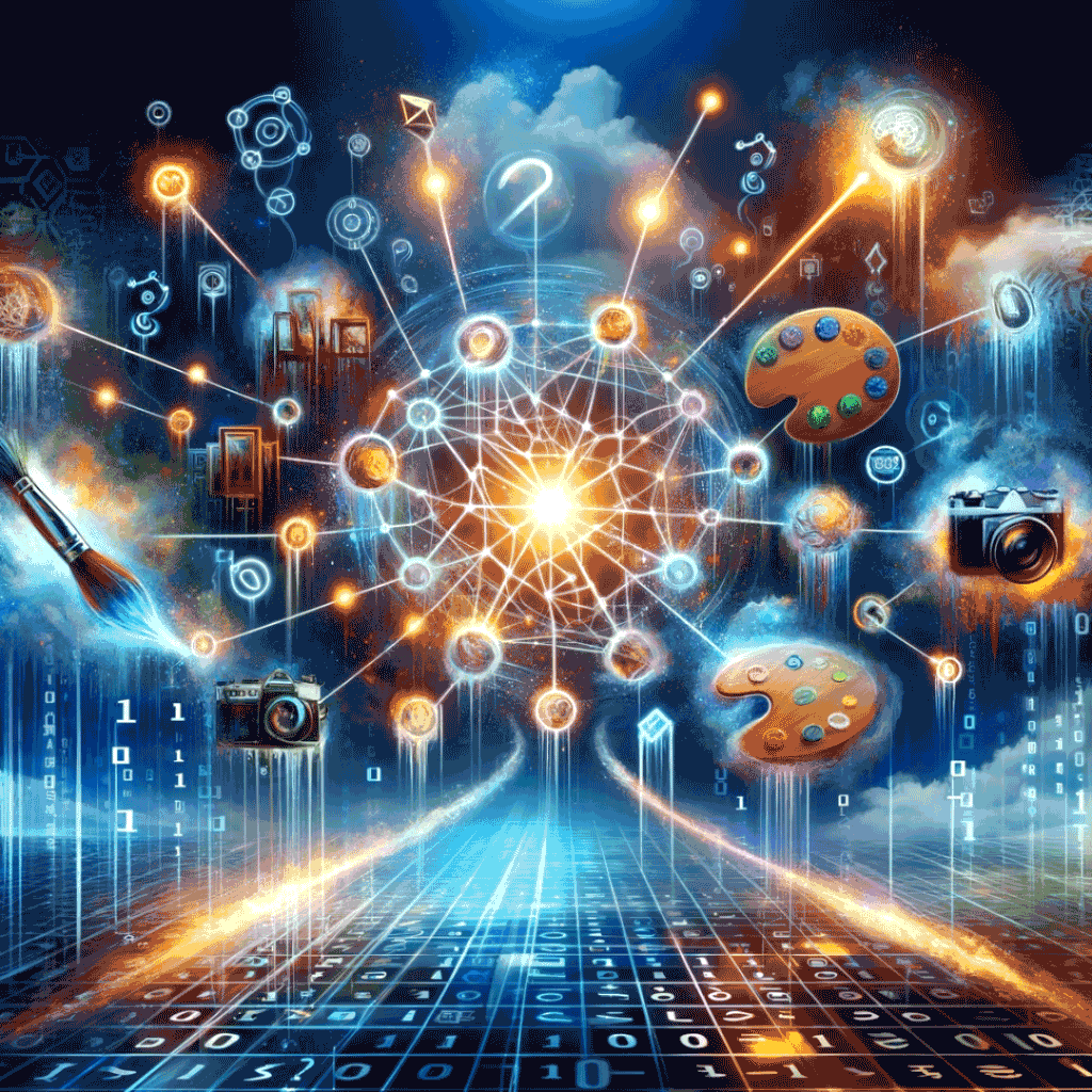 Der Link - Das Bild, das den Inhalt des Artikels über die Bedeutung von Links für Künstler und Kreative darstellt. Es zeigt eine dynamische und künstlerische Darstellung des Konzepts digitaler Verbindungen.