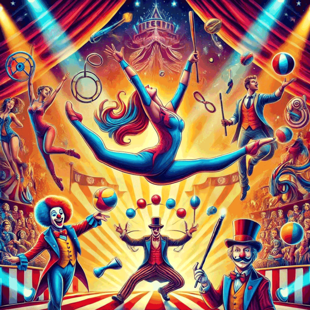 Zirkuskunst - Das Bild fängt die Essenz und die Vielfalt der Zirkuskunst ein.